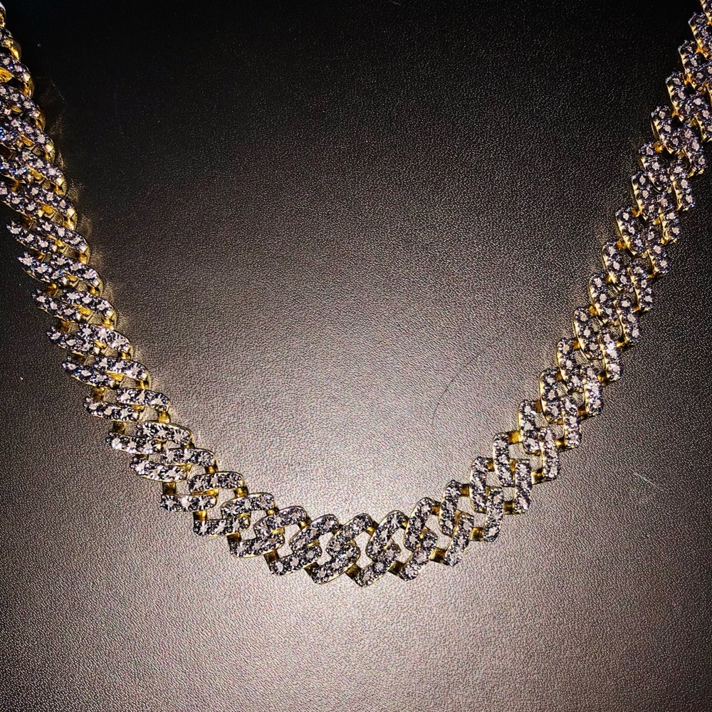 10k gold REAL DIAMOND Cuban link chain FREE posh authenticate service NOT FAKE! - Picture 3 of 12